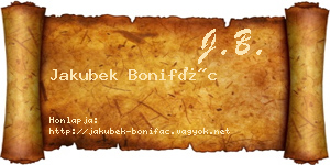 Jakubek Bonifác névjegykártya